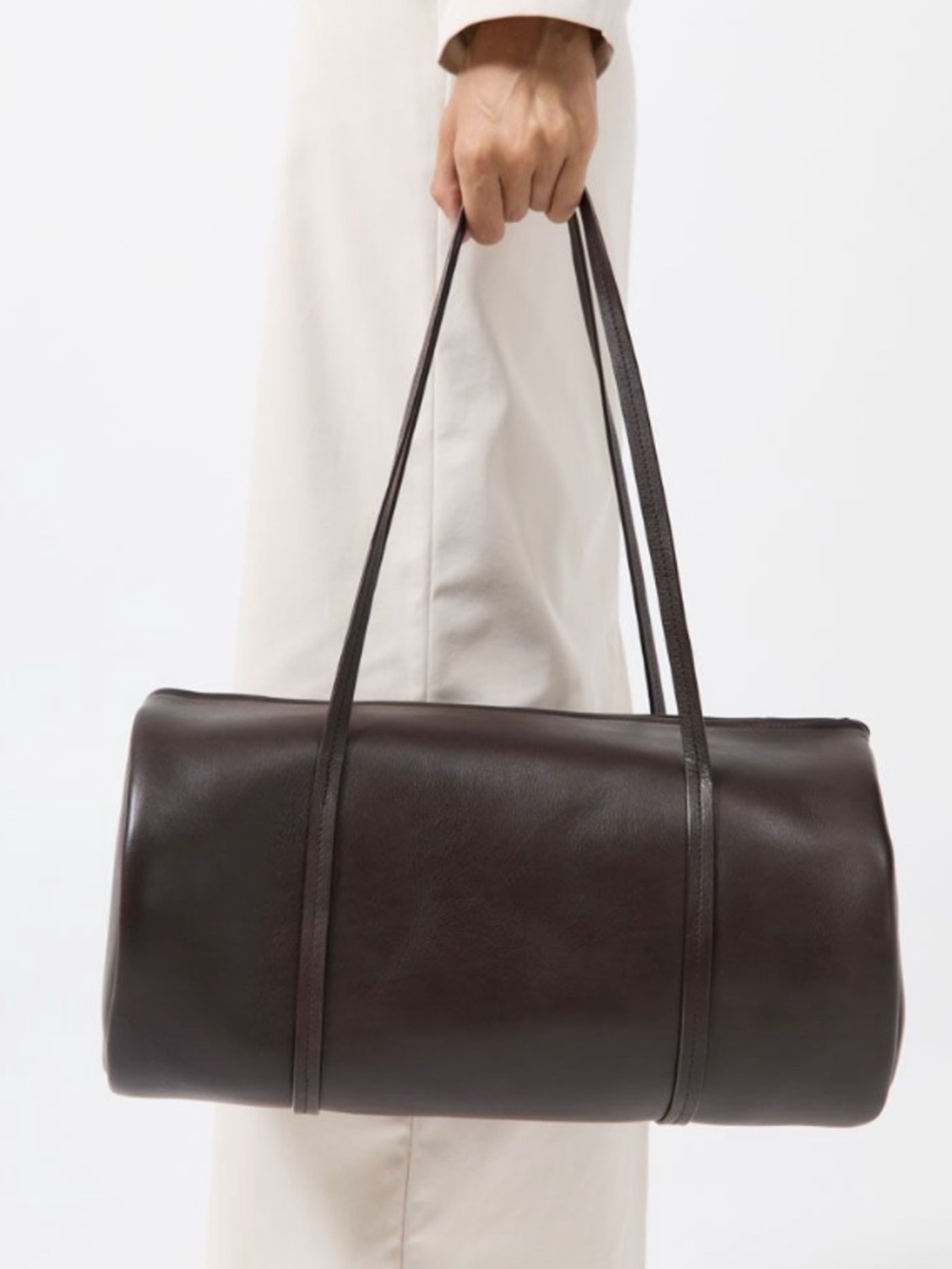 St. Agni Large Connolo Leather Cylinder Shoulder Bag In Coffee Brown - Picture 10 of 10